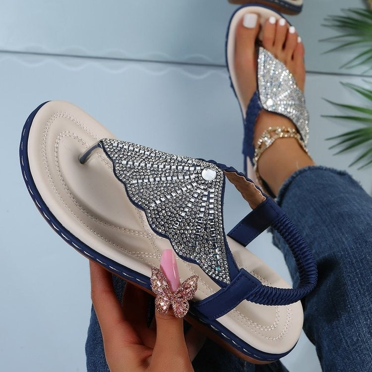 🔥2023 Sandale ortopedice pentru femei Sandale casual cu cristale Papuci de casă romane