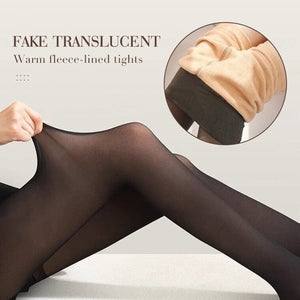 Flawless Legs Falsi colanți elastici translucizi călduroși căptușiți cu pluș